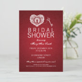 私のハートの赤へのエレガントなブライダルシャワーの鍵 招待状 (スタンド正面)