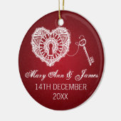 私のハートの赤へのエレガントな結婚式の引き出物の鍵 セラミックオーナメント (左)
