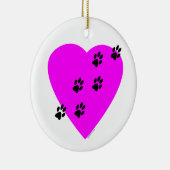 私のハートの足のプリント-ピンク セラミックオーナメント (右)