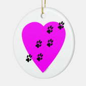 私のハートの足のプリント-ピンク セラミックオーナメント (左)
