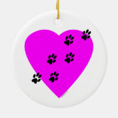 私のハートの足のプリント-ピンク セラミックオーナメント (裏面)