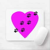 私のハートの足のプリント-ピンク マウスパッド (マウス)