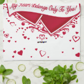 私のハートはあなただけのものだ！赤いハート キッチンタオル (折り畳み)