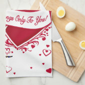 私のハートはあなただけのものだ！赤いハート キッチンタオル (四つ折り)