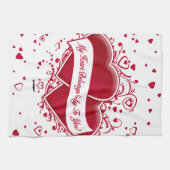 私のハートはあなただけのものだ！赤いハート キッチンタオル (横)