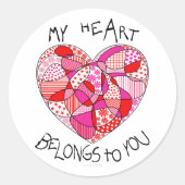 私のハートはあなたのハートシールに属する |丸 ラウンドシール (正面)