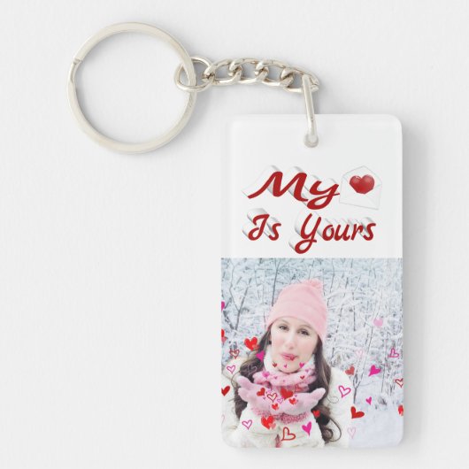 私のハートはあなたのバレンタインデー写真 キーホルダー (正面)