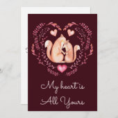 私のハートはあなたの可愛いキツネバレンタインデー シーズンカード (正面/裏面)