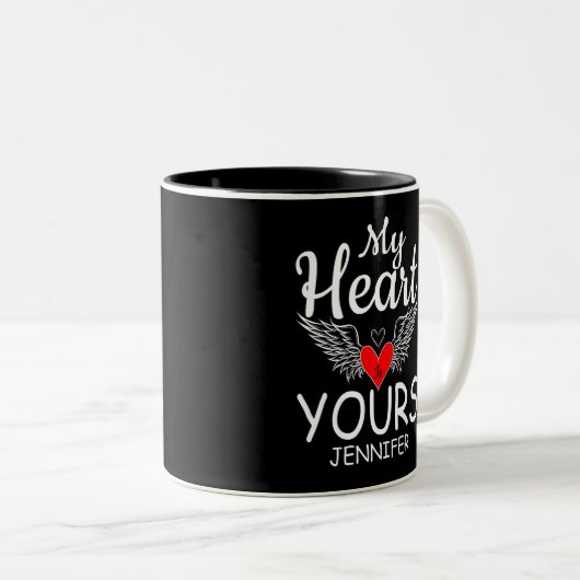 私のハートはあなたの愛引用文バレンタインデー ツートーンマグカップ (正面右)