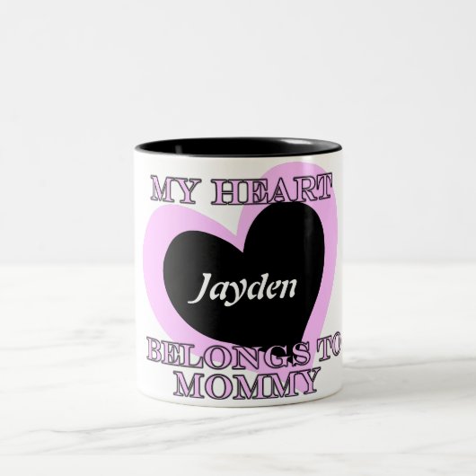 私のハートはお母さんのコーヒーカップに属します ツートーンマグカップ (中央)