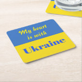 私のハートはウクライナ スクエアペーパーコースター (アングル)