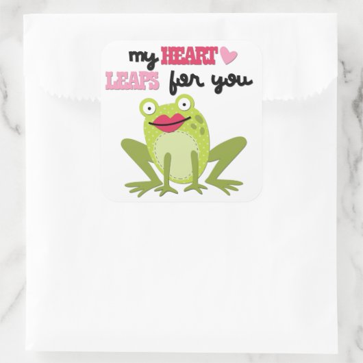 私のハートはグリーンバレンタインフロッグを跳躍 スクエアシール (バッグ)