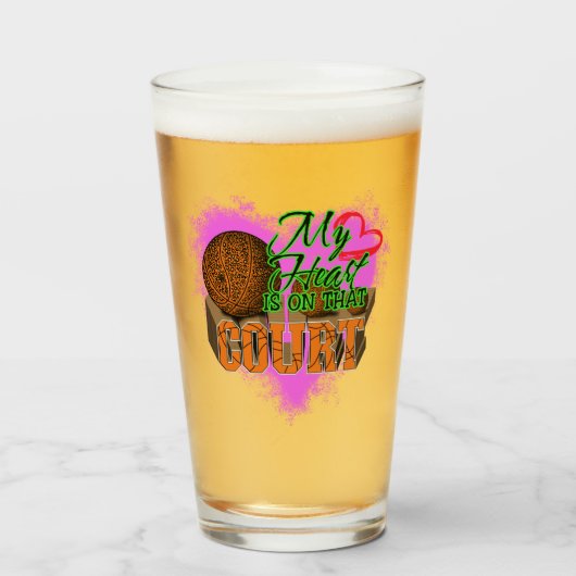 私のハートはコートのバスケットボール、バスケットボールにいる タンブラーグラス (ドリンク正面)