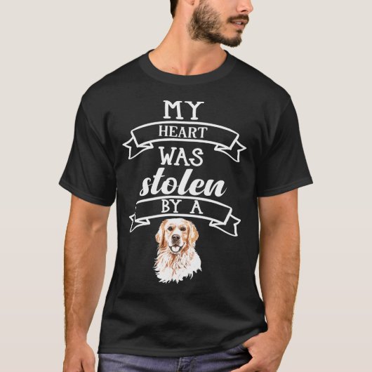 私のハートはゴールデンレトリバー犬の愛に盗まれた Tシャツ (正面)