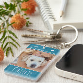 私のハートはティール（緑がかった色）写真犬の母だ キーホルダー (正面右)