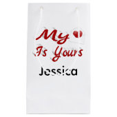 私のハートはバレンタインデーパーソナライズされた スモールペーパーバッグ (正面)