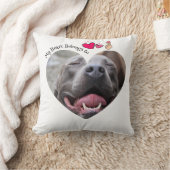 私のハートはピットブル犬の写真カスタムに属する クッション (ブランケット)