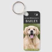 私のハートはペットの写真犬の恋人だ キーホルダー (正面)