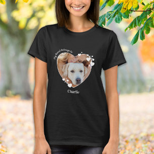 私のハートはペットの写真犬の恋人だ Tシャツ