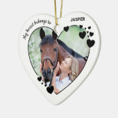 私のハートはペットパーソナライズされたの馬の写真に属している セラミックオーナメント (左)