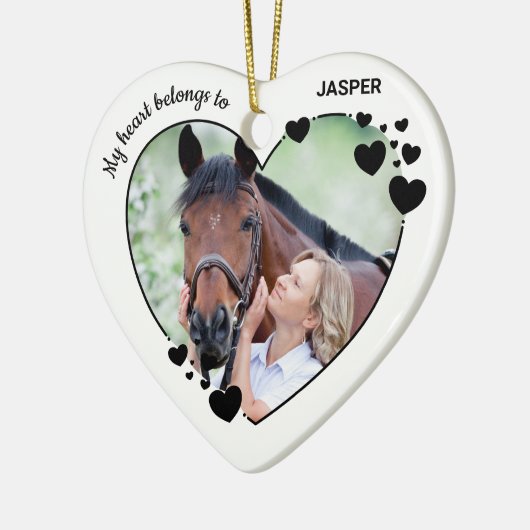 私のハートはペットパーソナライズされたの馬の写真に属している セラミックオーナメント (左)