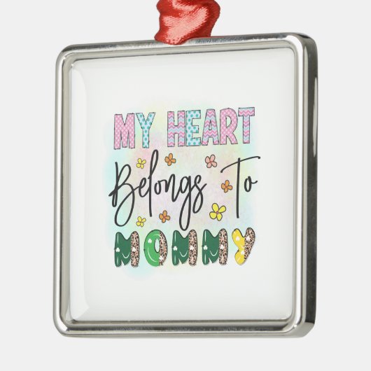 私のハートはママのものだ メタルオーナメント (左)