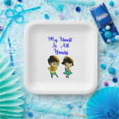 私のハートは全てあなたのベスティーカップル愛バレンタイン ペーパープレート (パーティー)