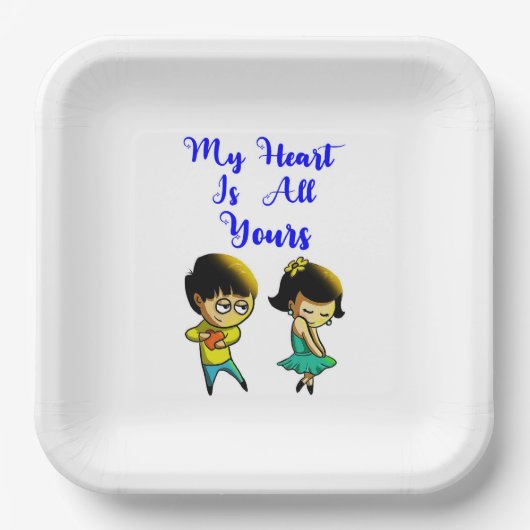 私のハートは全てあなたのベスティーカップル愛バレンタイン ペーパープレート (正面)