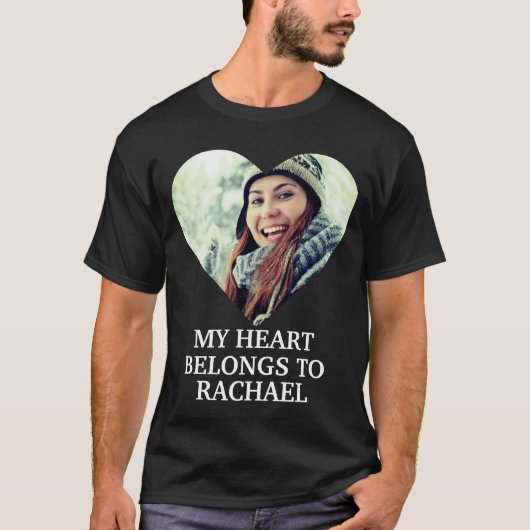 私のハートは名前をカスタムするハート写真に属している Tシャツ (正面)