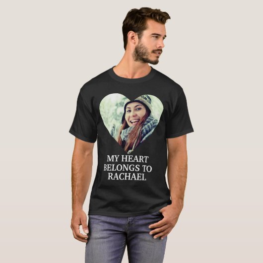 私のハートは名前をカスタムするハート写真に属している Tシャツ (正面フル)