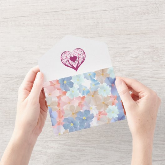 私のハートは君のものだ、そして常に君のものだ。 オールインワン招待状 (開いている状態)