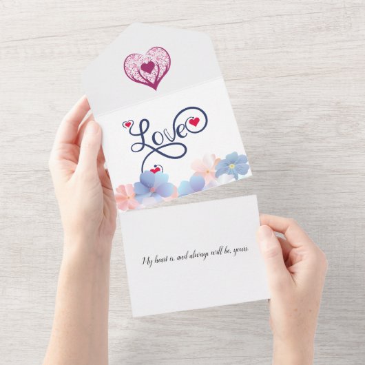 私のハートは君のものだ、そして常に君のものだ。 オールインワン招待状 (貼ってはがせる)