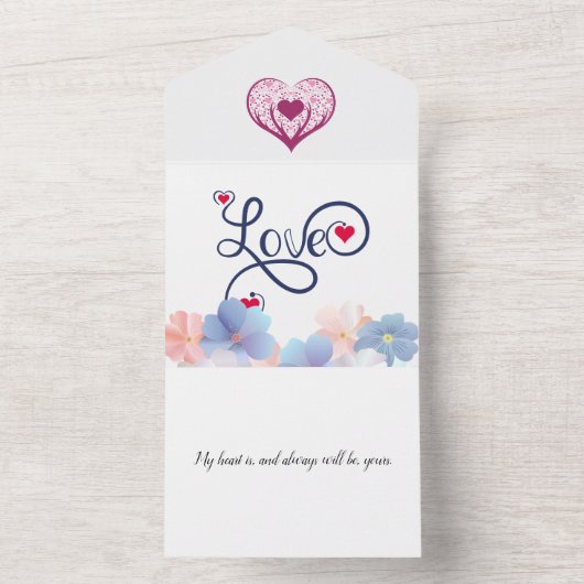 私のハートは君のものだ、そして常に君のものだ。 オールインワン招待状 (内側)