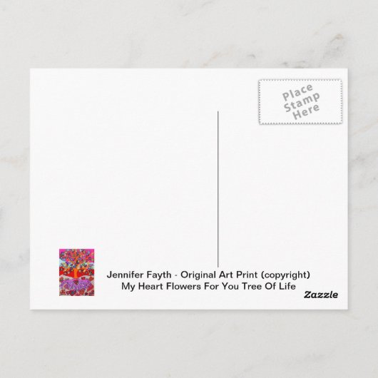 私のハートは命の木のために花 ポストカード (裏面)