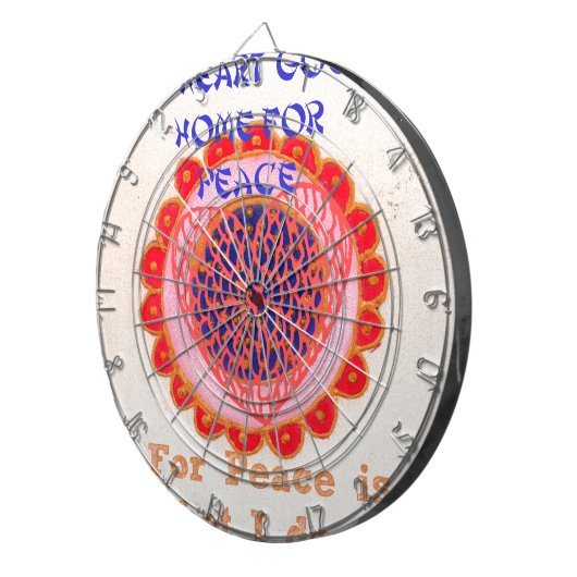 「私のハートは平和のために家に帰る」アートプリント ダーツボード (正面右)