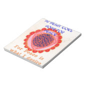 「私のハートは平和のために家に帰る」アートプリント ノートパッド (回転)