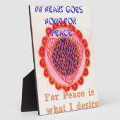 「私のハートは平和のために家に帰る」アートプリント フォトプラーク (側面)