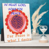 「私のハートは平和のために家に帰る」アートプリント フォトプラーク (側面)