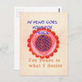 「私のハートは平和のために家に帰る」アートプリント ポストカード (正面/裏面)