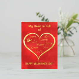 私のハートは愛で一杯，バレンタイン 箔招待状ポストカード