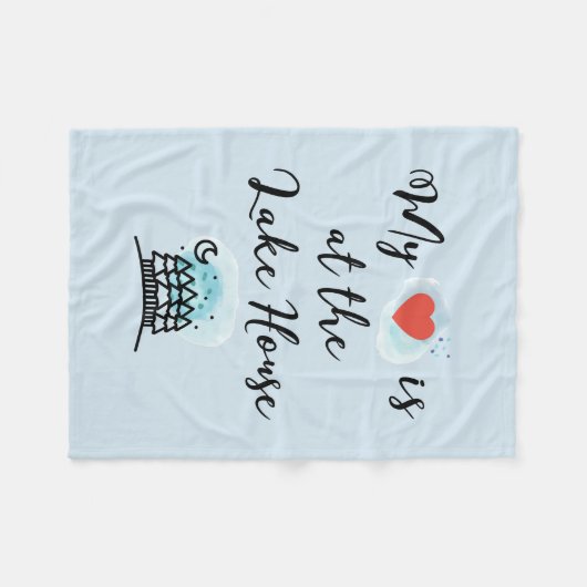 私のハートは木々と湖の家にある フリースブランケット (正面(横))