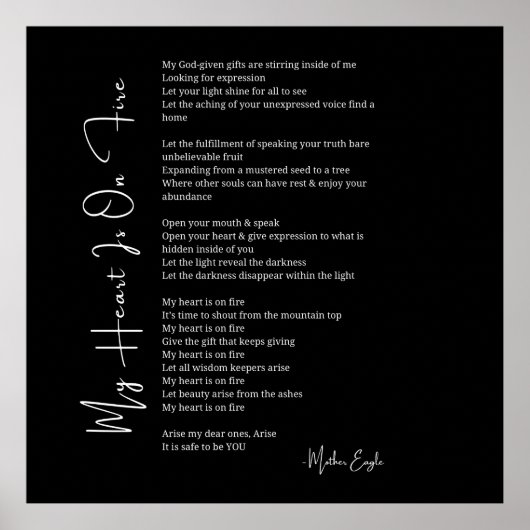 私のハートは火の勇気付けられる詩のポストにある ポスター (正面)