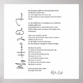 私のハートは火の勇気付けられる詩のポストにある ポスター