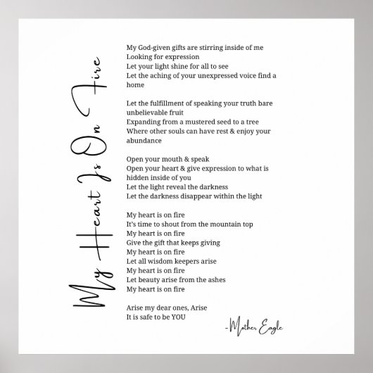 私のハートは火の勇気付けられる詩のポストにある ポスター (正面)