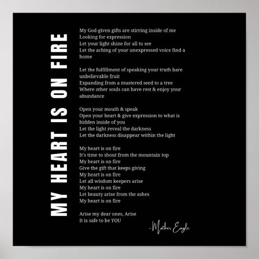 私のハートは火の勇気付けられる詩のポストにある ポスター (正面)
