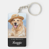 私のハートは犬のペットパーソナライズされたの写真だ キーホルダー (裏面)