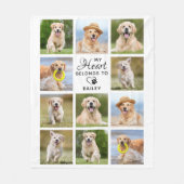 私のハートは犬の恋人11ペットフォトコラージュに属している フリースブランケット (正面)