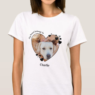 私のハートは犬好きのペットの写真Tシャツだ Tシャツ