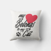 私のハートは私の猫バレンタイン装飾用クッション クッション (裏面)