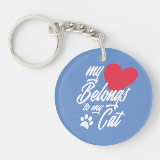 私のハートは私の猫バレンタイン | キーホルダー (正面)
